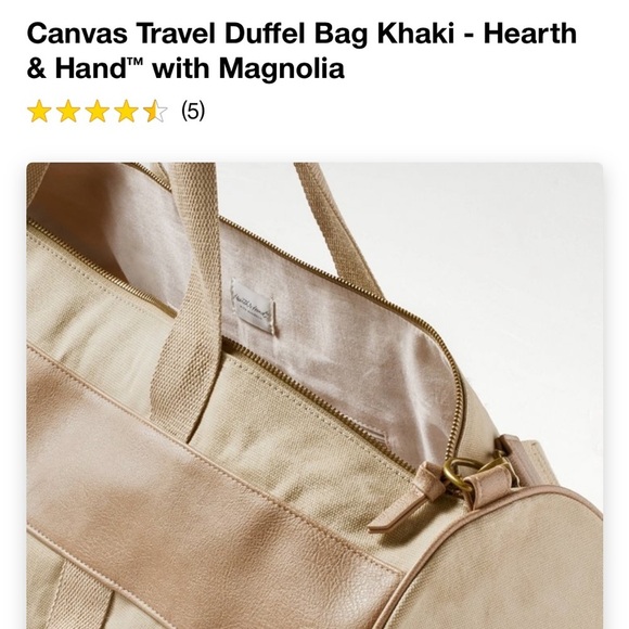 Canvas Travel Duffel Bag Khaki - Hearth
& Hand™ with Magnolia - Picture 4 of 8